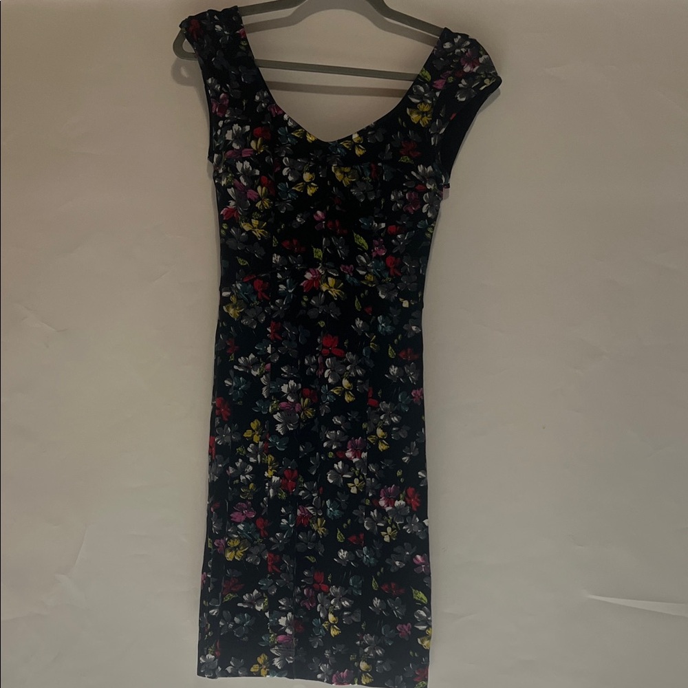 French Connection Black Floral Midi Dress